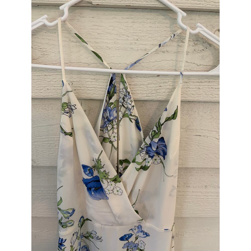 Identity Floral Halter Wide-Leg Jumpsuit – White & Blue Floral – Size M - Picture 5 of 10